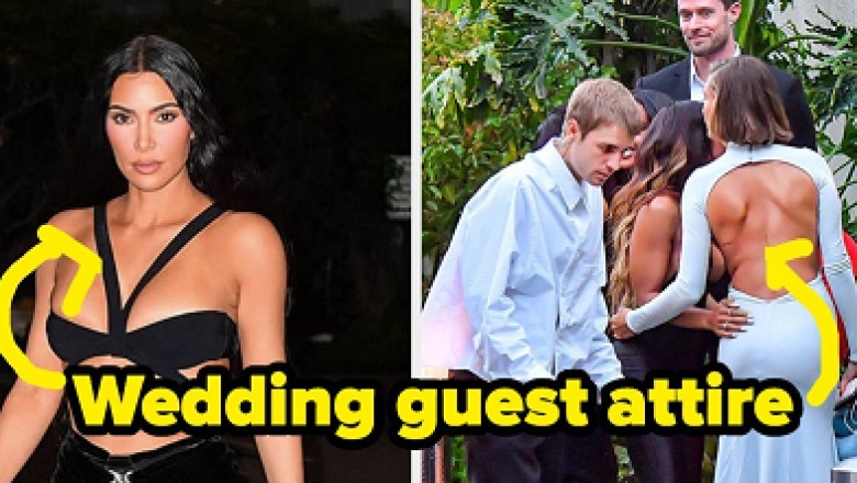 Hailey Bieber And Kim Kardashian's Wedding Guest Dresses
